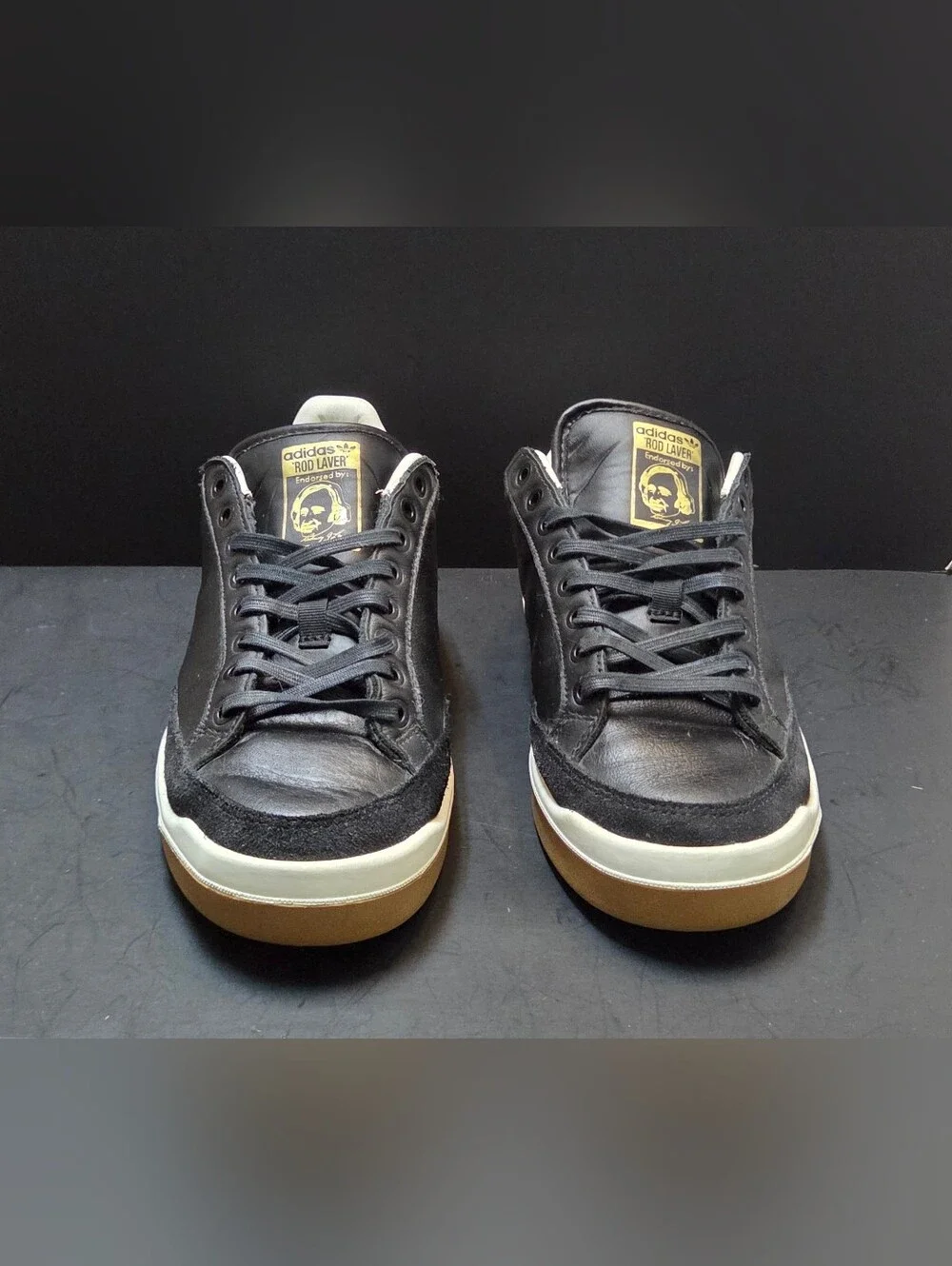 Adidas Rod Laver Black Off White GY3603 Sneakers Mens Size 8.5 Gum Sole. 0200